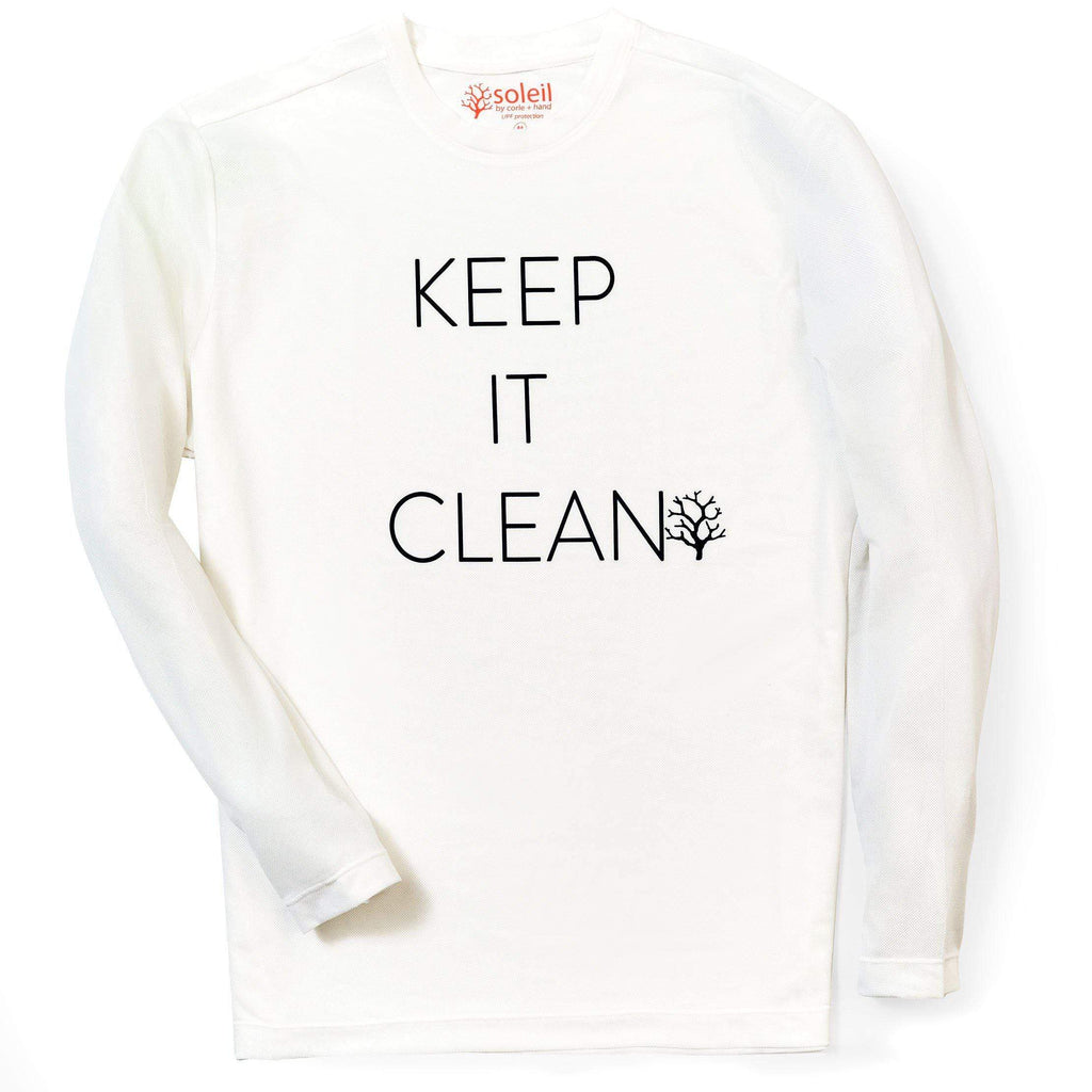 Keep It Clean Men's Long Sleeve UPF 30 Tee - White