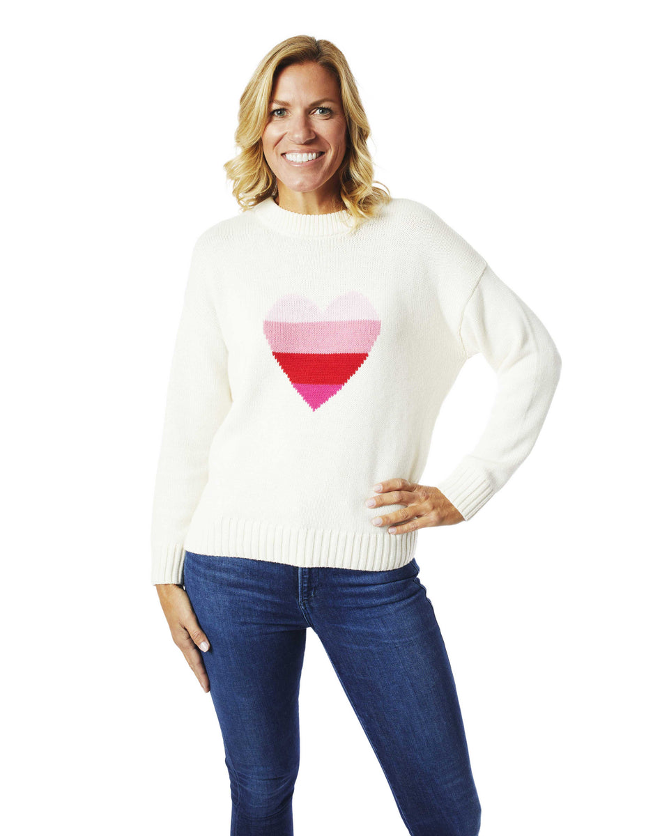 Preston Drop Shoulder Love More Intarsia Sweater M / Navy Love More