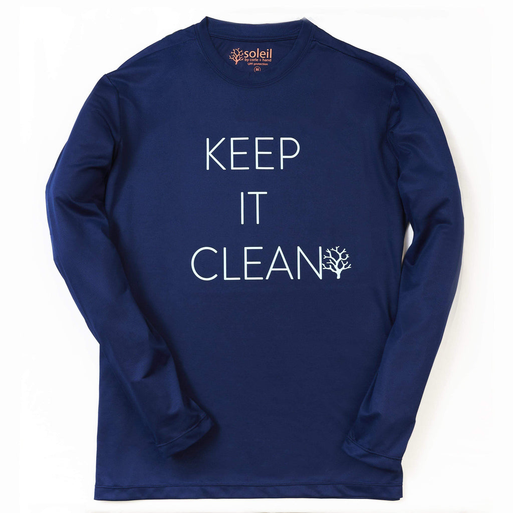 Keep It Clean Men's Long Sleeve UPF 30 Tee - Blue