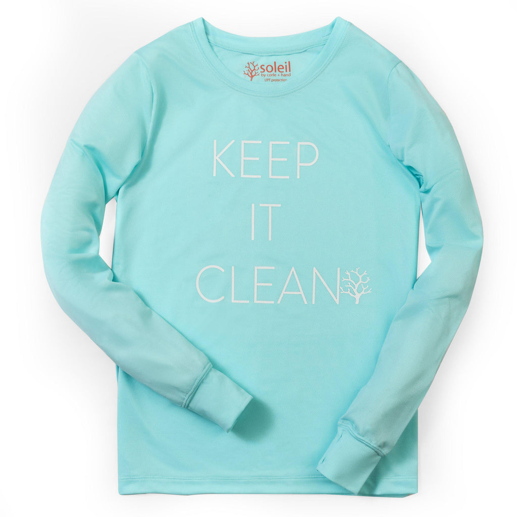 Keep It Clean Women’s Long Sleeve UPF 30 Tee - Light Blue